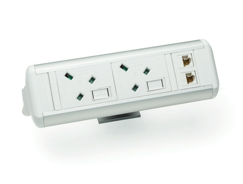 Protea 2 No UK Socket On Desk Power Module Black