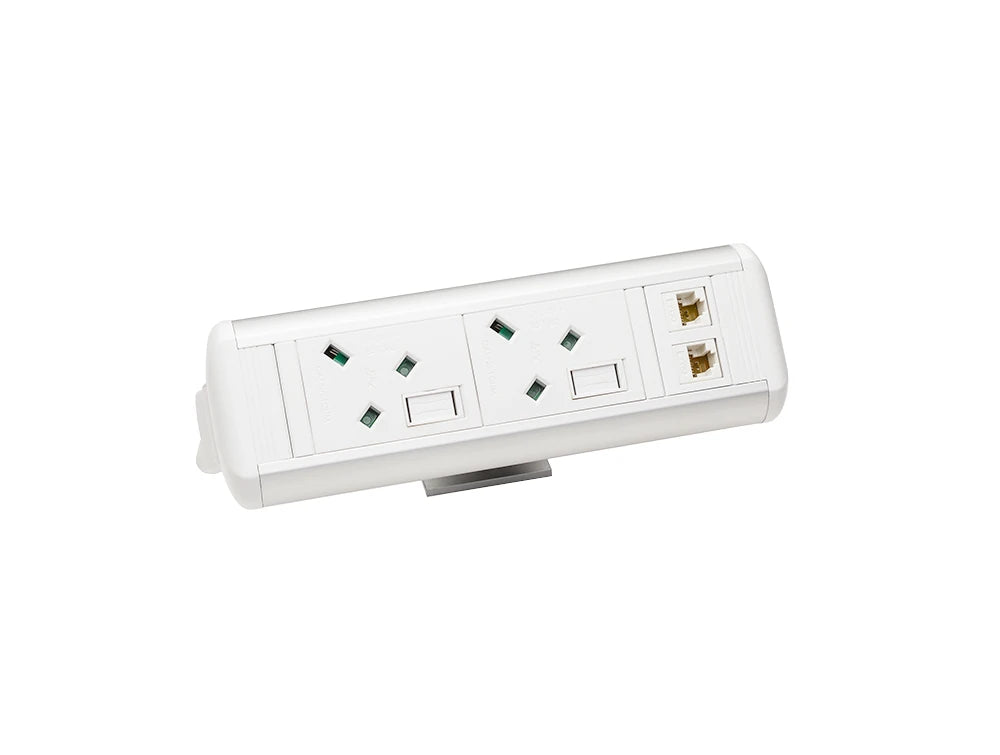 Protea On Desk Power Module With 2X Power And 2X Data White