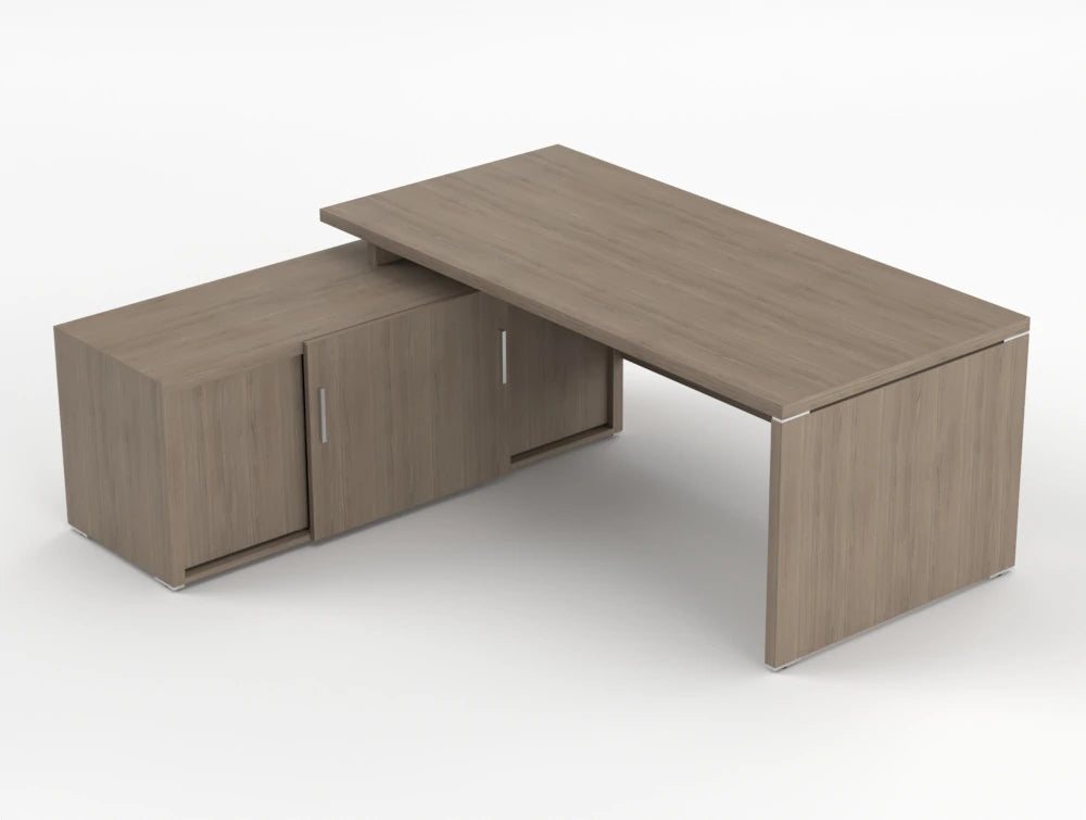 Quando Executive Desk With Credenza Unit Grey Oak Finish 1900Mm