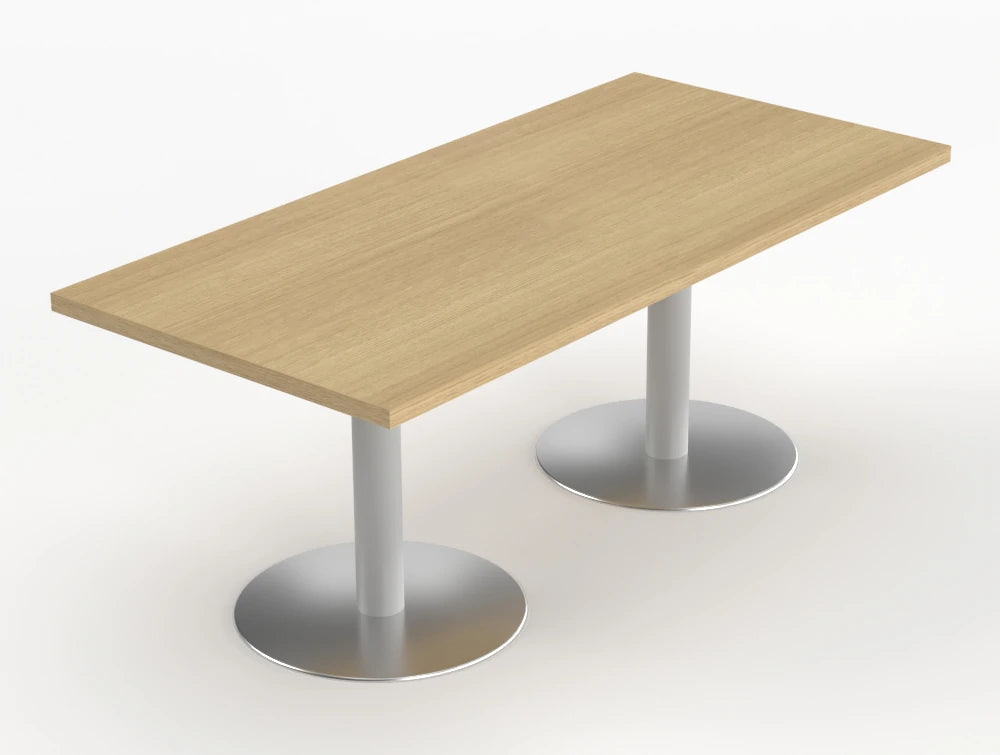 Quando Executive Meeting Table With Pillar Base Canadian Oak Top Aluminium Base