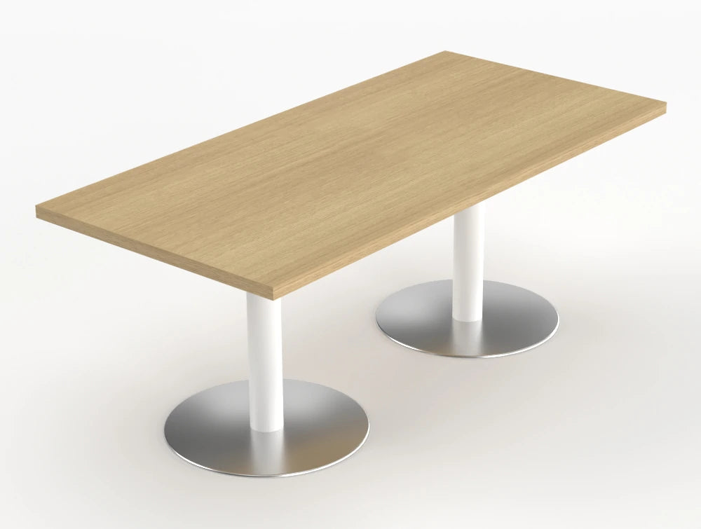 Quando Executive Meeting Table With Pillar Base Canadian Oak Top Aluminium Base