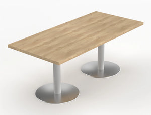 Quando Executive Meeting Table With Pillar Base Natural Oak Top Aluminium Base