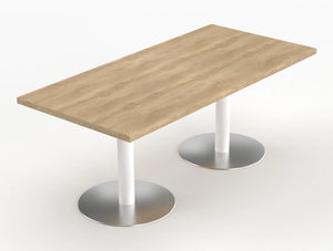 Quando Executive Meeting Table With Pillar Base Natural Oak Top White Base