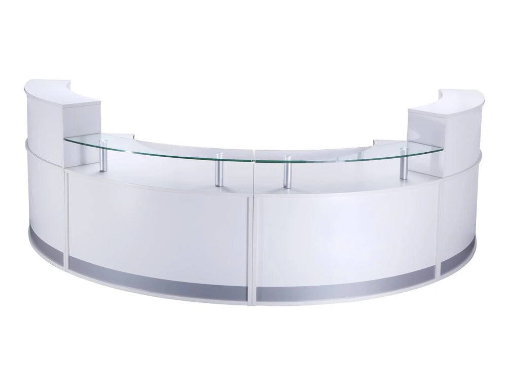 Rec Fhrlhr White Elite 4 Section Semi Circle Reception Unit In White