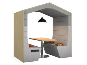 Railway Carriage Classic Wooden Framed Acoustic Meeting Pod Ribbed Grey