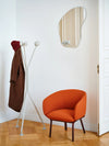 Ramo Coat Hanger with Wood Knob in White Finish with Orange Amrchair in Home Office Setting