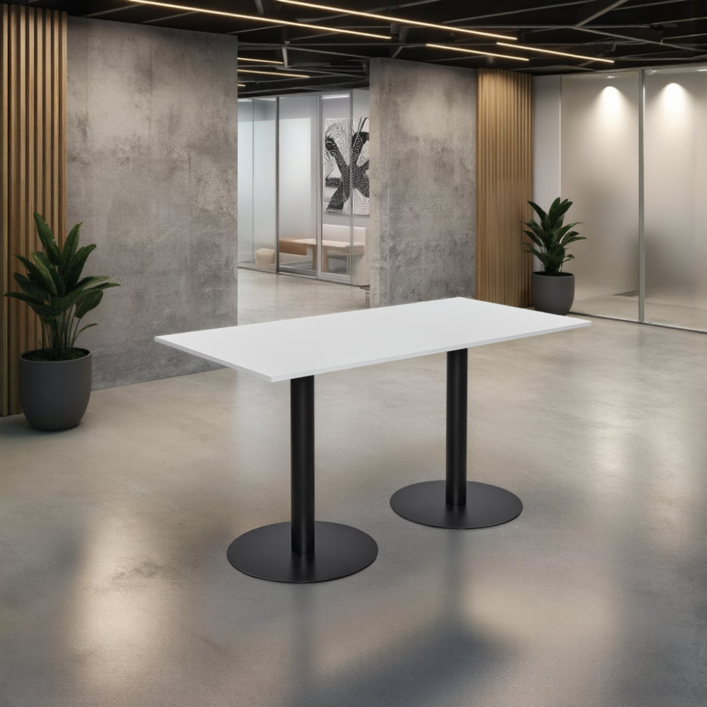 Rectangular White Top Poseur Table in Breakout Setting 2
