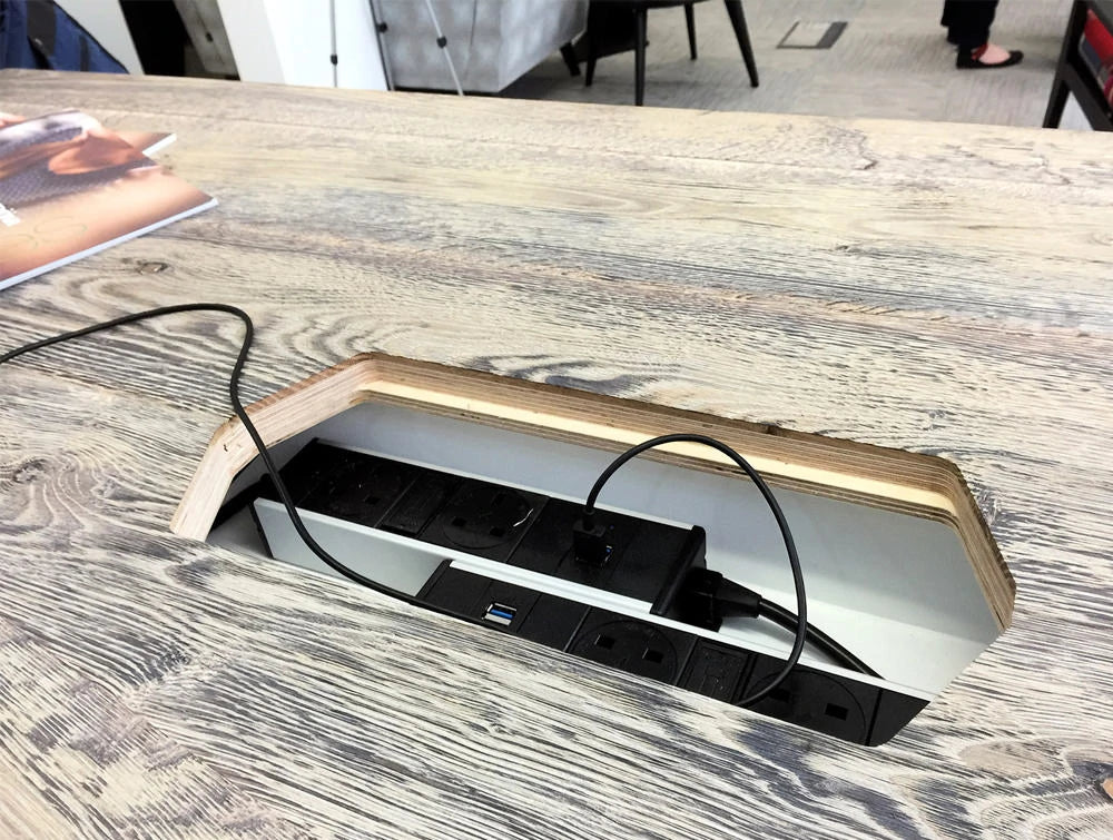 Relic Hotdesking Table Power Cable Unit Open