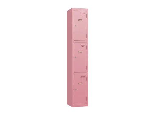 Retro 3-Door Steel Locker - Dusty Pink