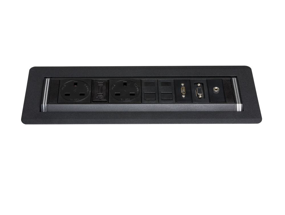 Rotadock 2 No UK Socket In Desk Power Module Black