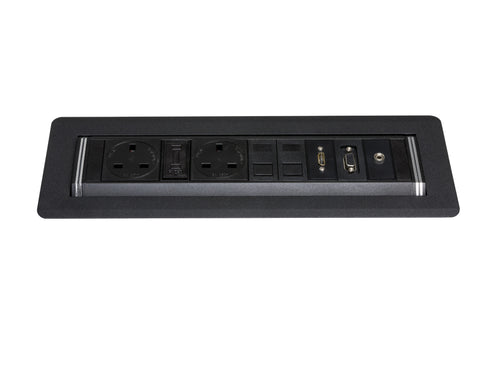 Rotadock 2 No UK Socket In Desk Power Module Black