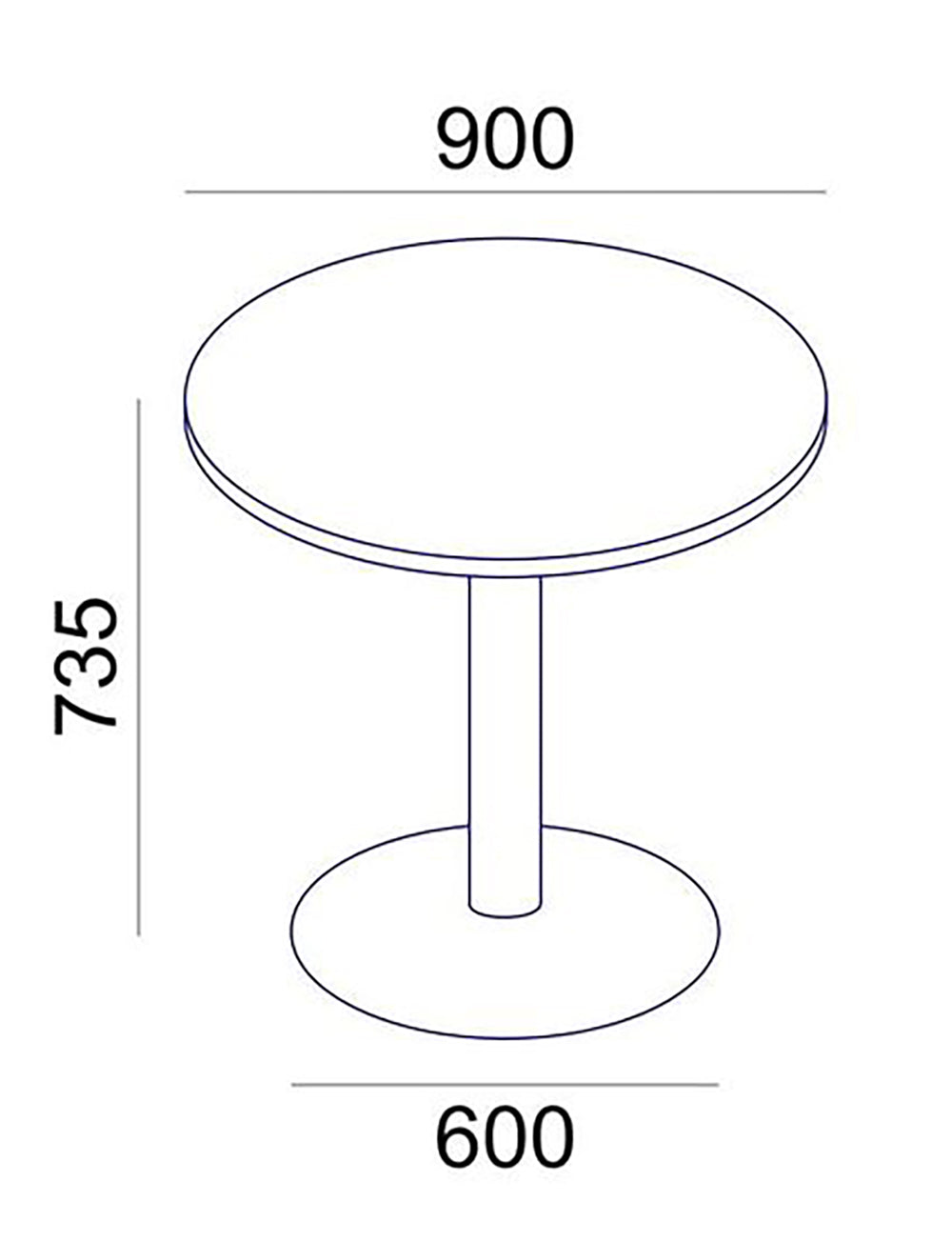 Round Table On Metal Leg Sv 57 Sv 58 Dimensions