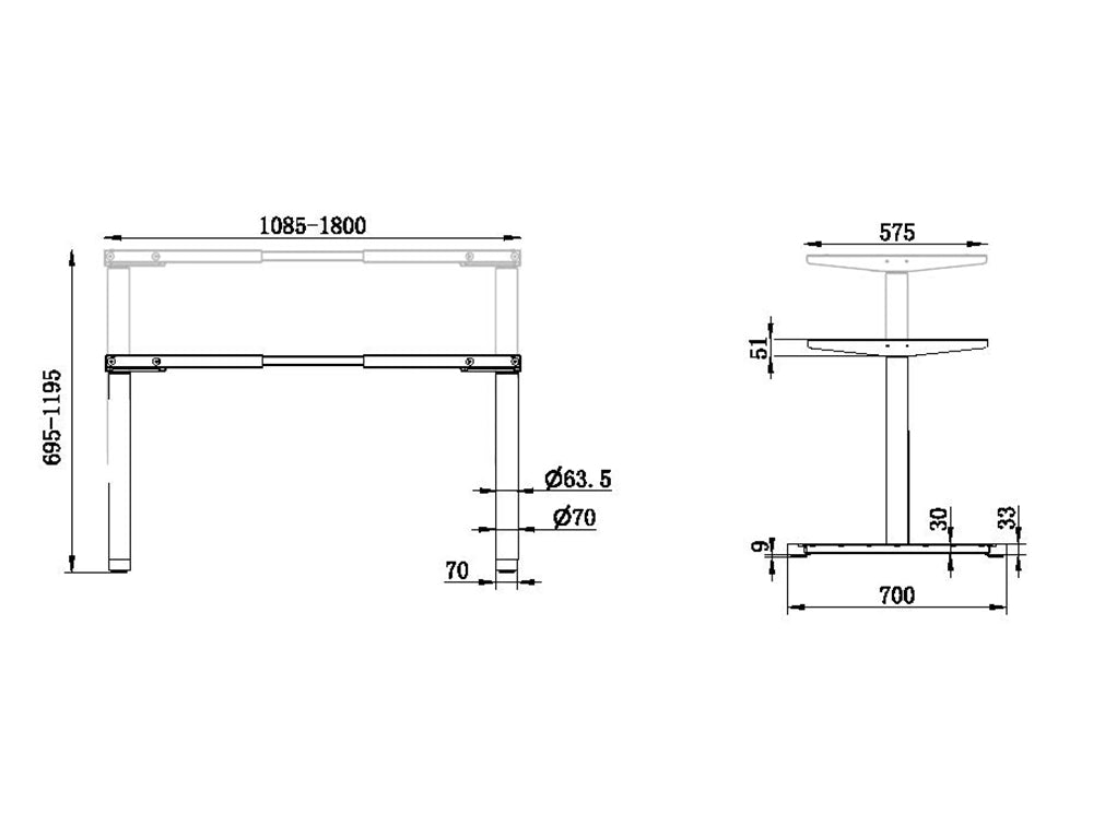 RoundE Bamboo Sit Stand Desk Dimensions