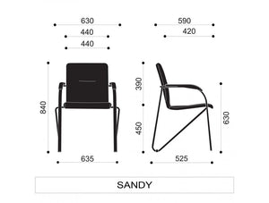 Sandy Series Chair  Chrome Frame  Black Arms Dimensions 1