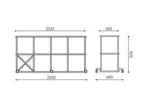 Saar Mobile 8 Shelving Unit Dimensions