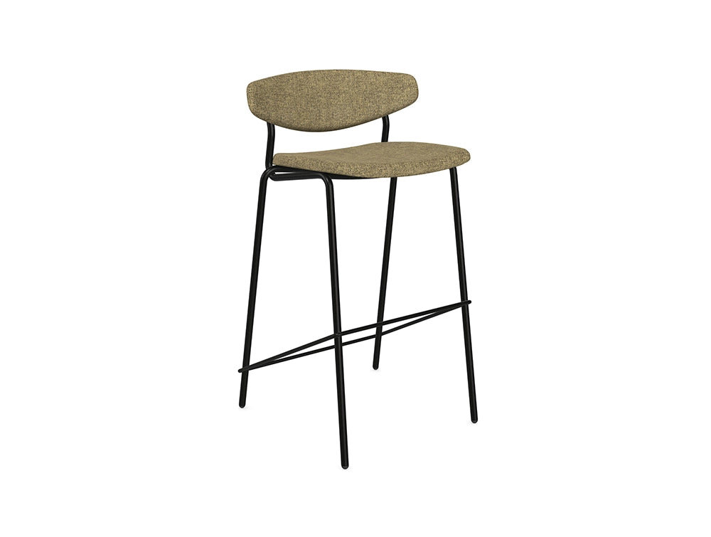 Samoo Upholstered High Stool with Metal Legs