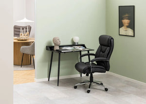 Sebastian Home Office Desk Ash Black 9 with Black Armchair