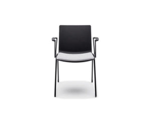 Shila A Frame Conference Chair On Castors With Black Armrest And White Seat Cushion