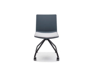 Shila A Frame Conference Chair On Castors With Black Legs And White Seat Cushion