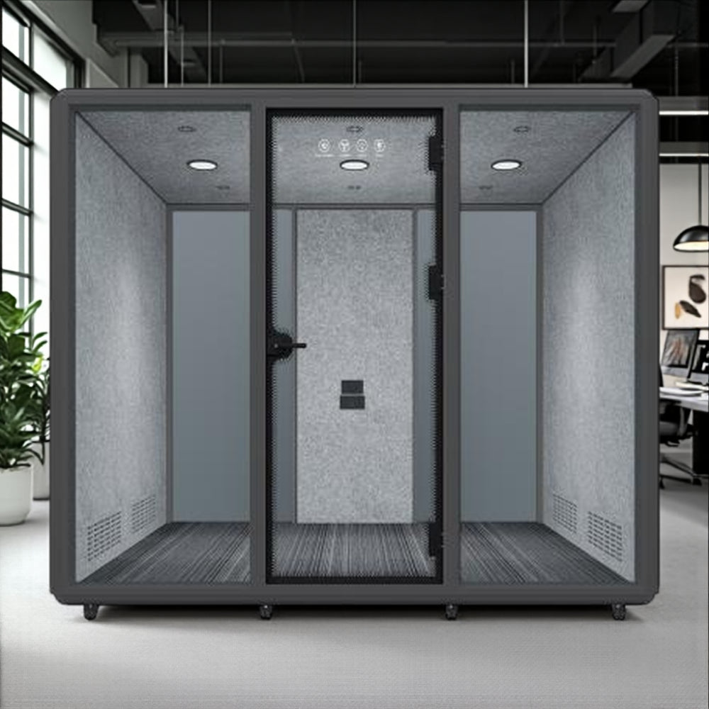 Silentium 4 Person Meeting Pod Slate Grey in Modern Office Setting
