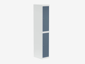 Silverline Kontrax Deep Two Tier Metal Locker In White And Blue Finish