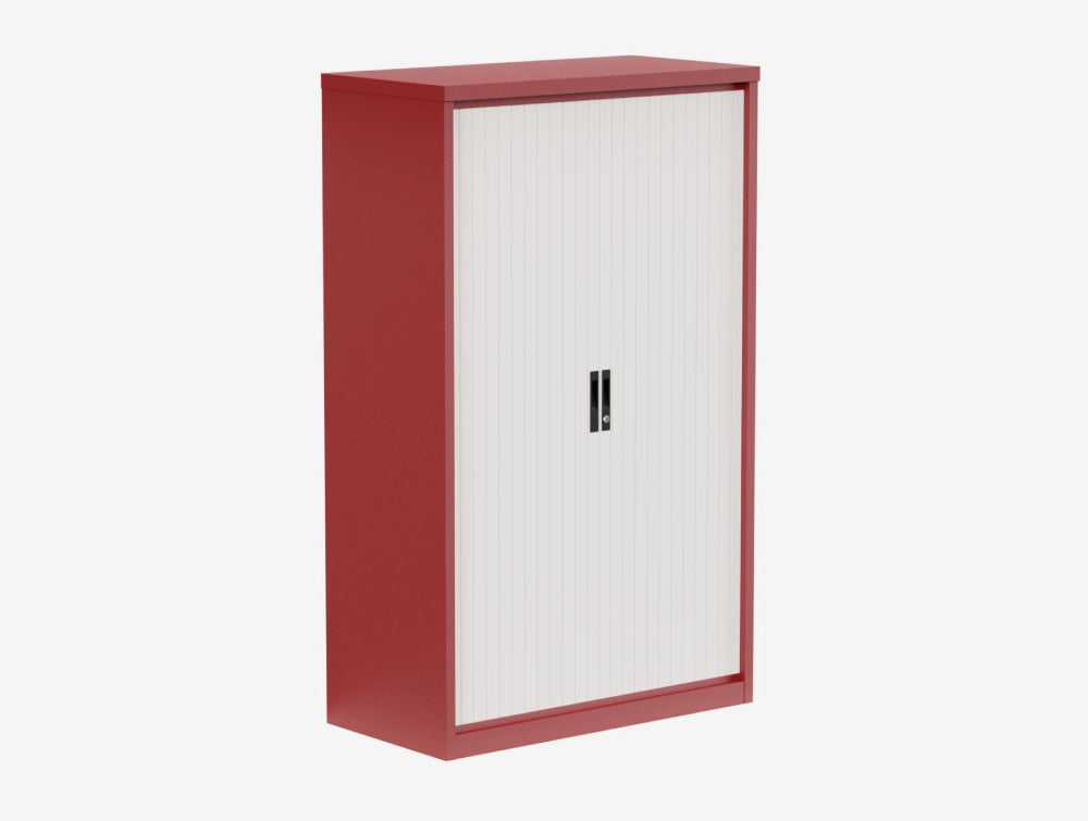 Silverline Kontrax High 1651Mm Tall Steel Storage Tambour Unit In Red And White Finish