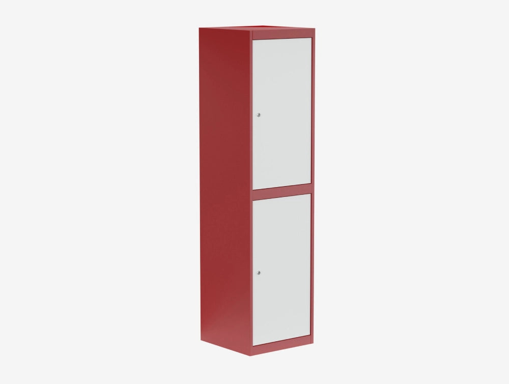 Silverline Kontrax Wide Two Tier Metal Locker In White And Red Finish