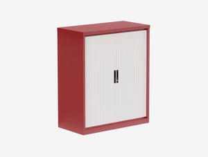 Silverline Mline 1200Mm High Steel Tambour Unit In Red And White Finish
