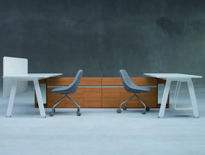 Simplic Executive Desk With Credenza Unit In White