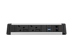 Slimline Omega 2 UK Sockets In Desk Power Module Black 2