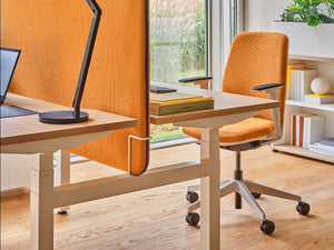 Sonic Drive Acoustic Desk Screens with Bench Desk and Task Chairs in Modern Office Setting 3