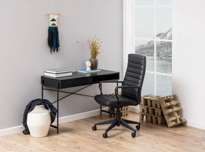 Sophia Home Office Desk Ash Black 6 with Black Armchair