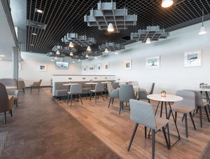 Soundtect Freestyle Recycled Acoustic Ceiling Panel In Grey Eco Friendly Finish For Canteens And Recetion Areas
