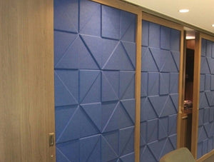 Soundtect Prism Recycled Acoustic Wall Panel In Elegant Blue Finish For Meeting Rooms