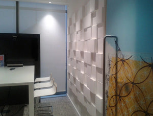 Soundtect Recycled Cubism Acoustic Wall Panel With Elegant White Finish In Environment Friendly Material