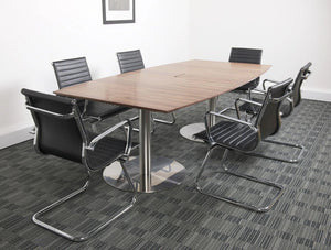 Spacestor Massif Boardroom Table 6 In Brown Top Finish With Black Chair