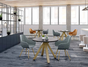 Spacestor Zee Breakout Table 2 In Round Variant With Grey Armchair In Cafeteria