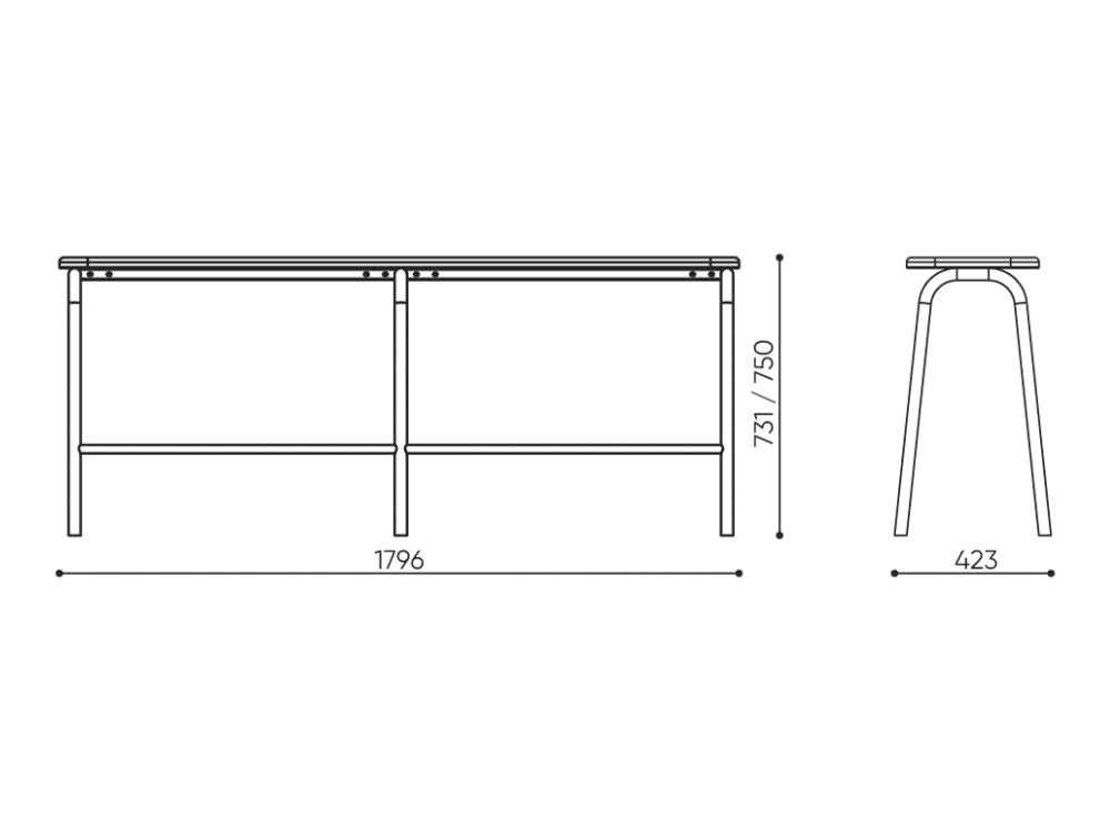 Spin 2 Upholstered Rectangular Bench Dimensions