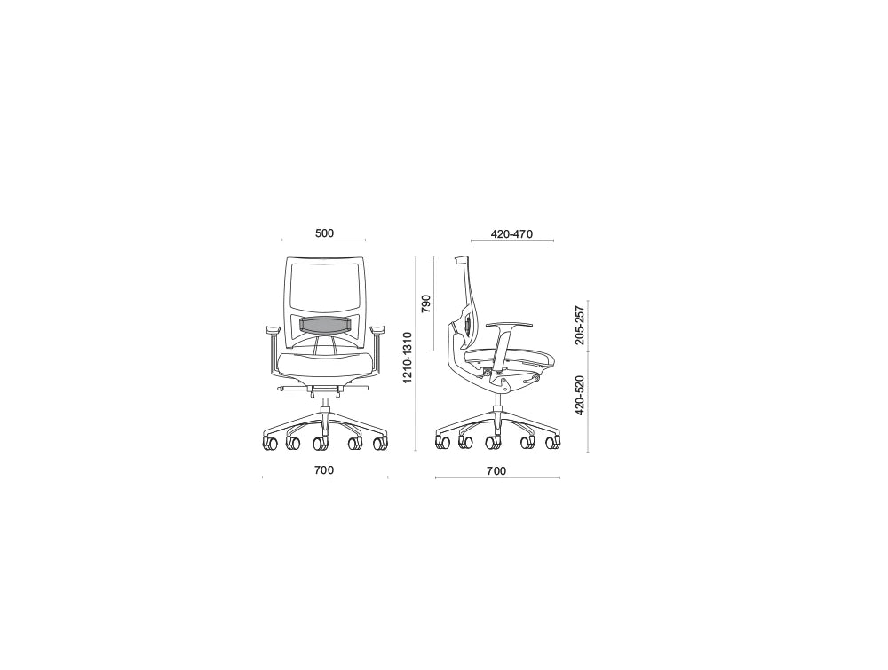 Spirit Air Manager Office Chair 3 Dimensions