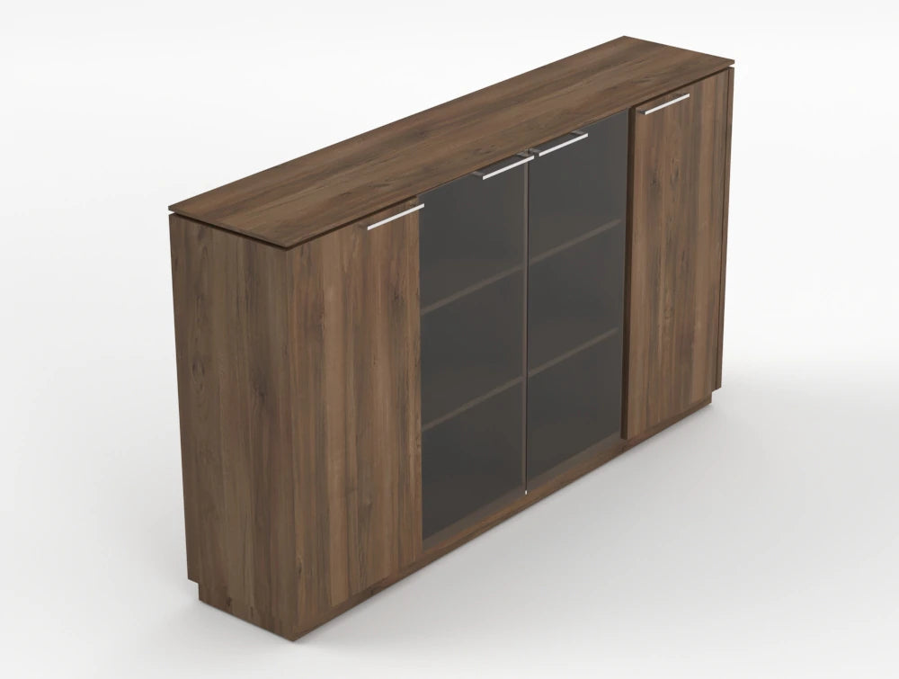 Status Executive Storage Unit With Glass Doors 1167Mm Dark Walnut Finish