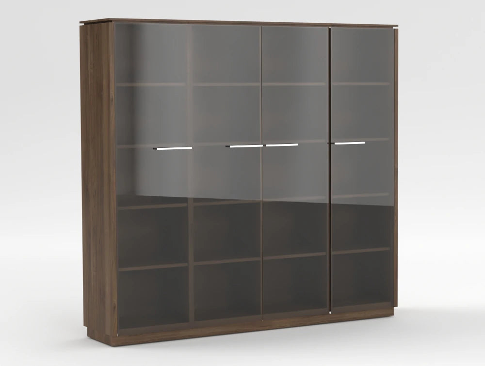 Status Executive Storage Unit With Glass Doors 1871Mm Dark Walnut Finish
