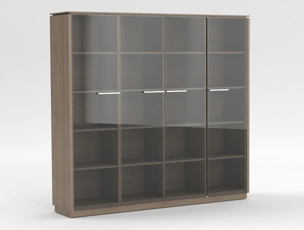 Status Executive Storage Unit with Glass Doors 1871mm Grey Oak Finish