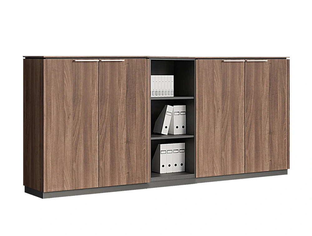 Status Executive Wide Storage Unit With Glass Doors 1167Mm Dark Walnut Finish