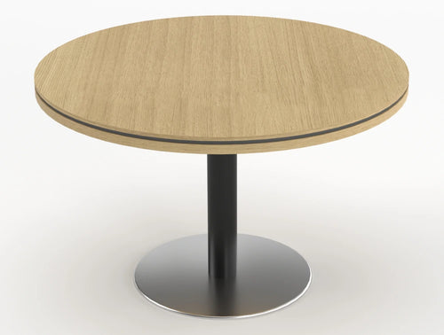 Status Round Meeting Table 800mm Canadian Oak Finish Aluminium Base