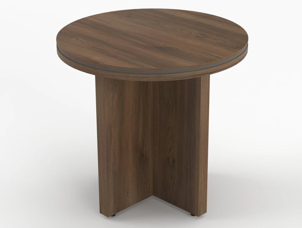 Status Round Meeting Table 800Mm Dark Walnut Finish