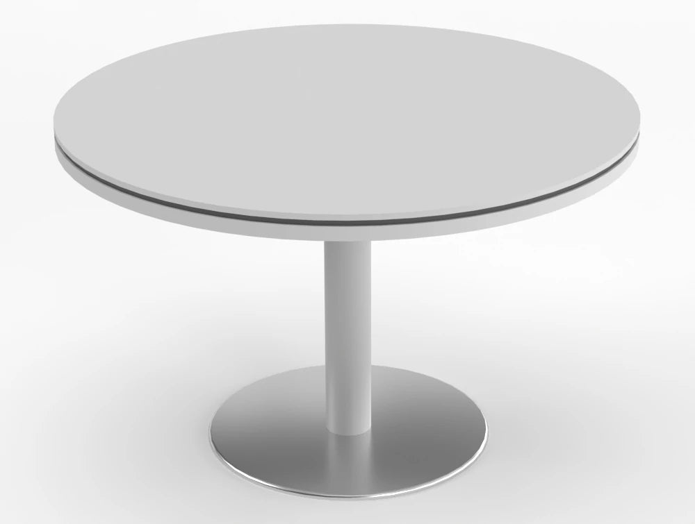 Status Round Meeting Table 800mm White Pastel Finish Aluminium Base