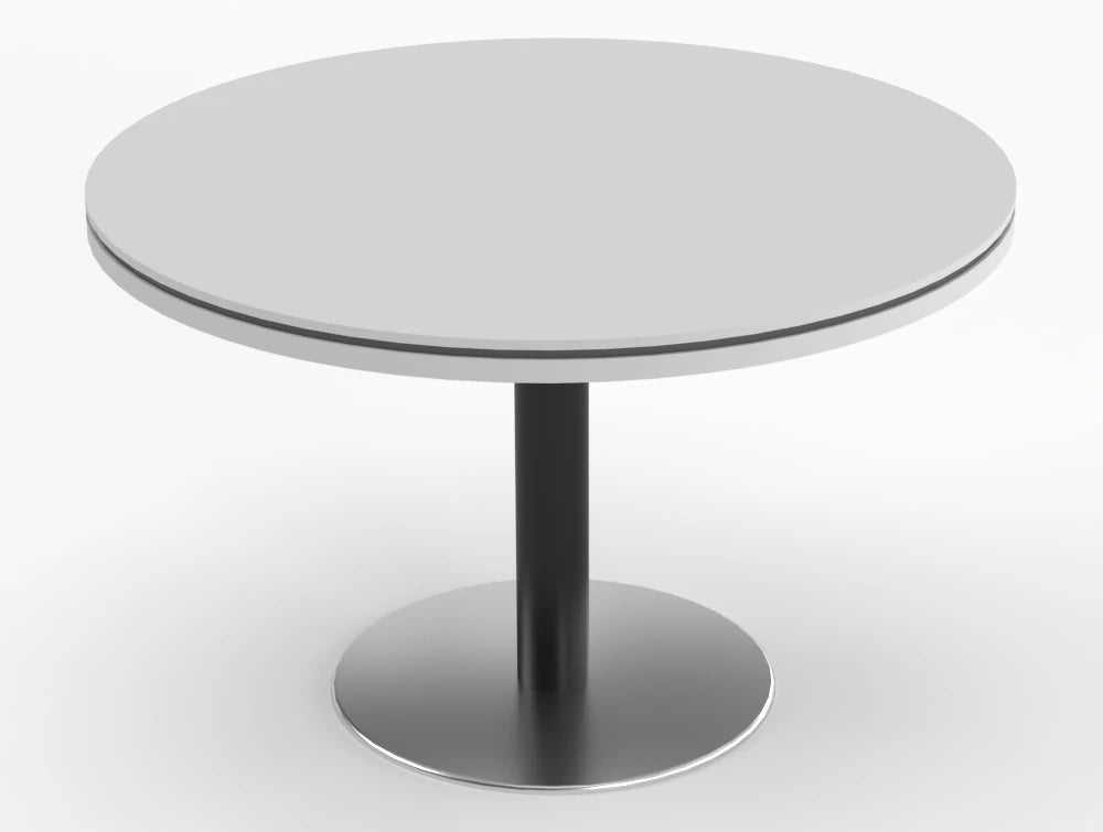 Status Round Meeting Table 800mm White Pastel Finish Black Base