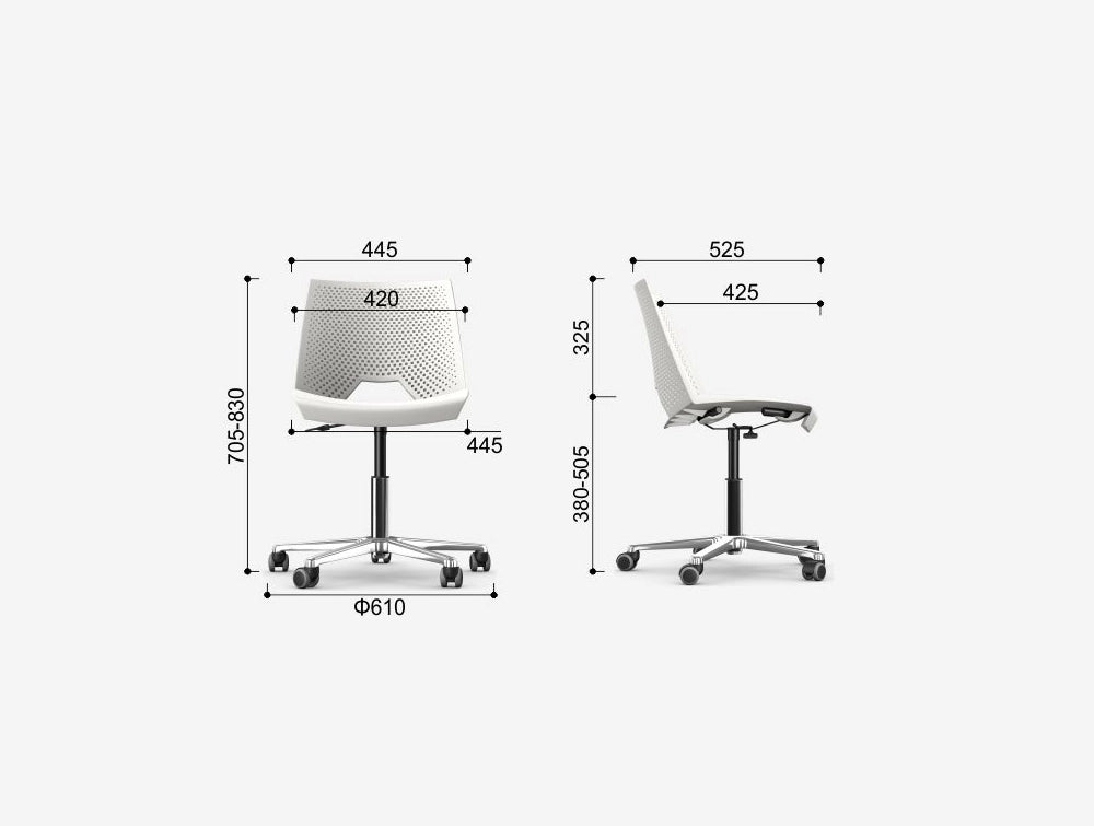 Strike Height Adjustable Meeting Room Chair with 5 Star Base Dimensions