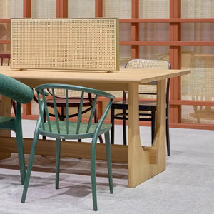 Sund M Wooden Meeting Room Table with Wooden Chair and Desk Screen in Modern Office Setting
