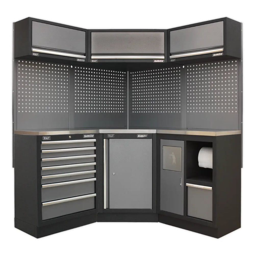Superline PRO Corner Storage System with Stainless Worktop 1.55m